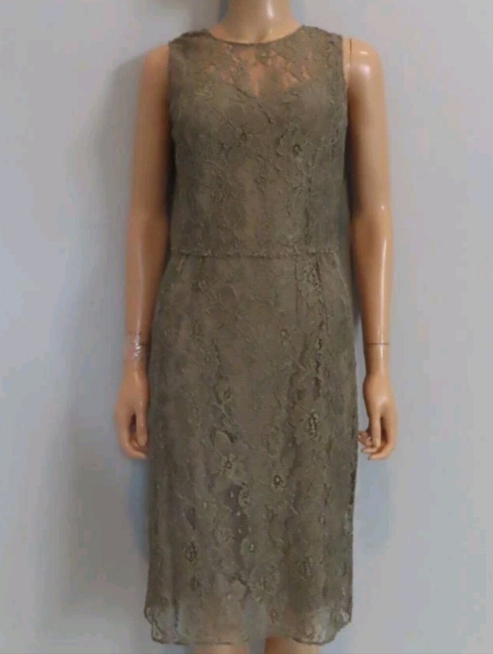 Dolce & Gabbana Lace Knee-Length Dress in Neutrals/Taupe Xs